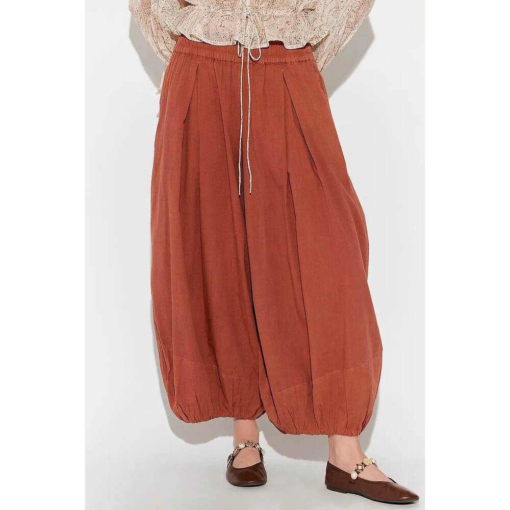 Free People Moonflower Pull-On Balloon Trousers Pants Mid-Rise Solid S 287145